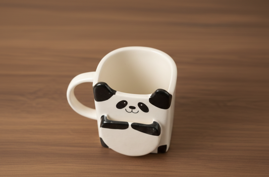 Panda shaped mug with a cookie pocket