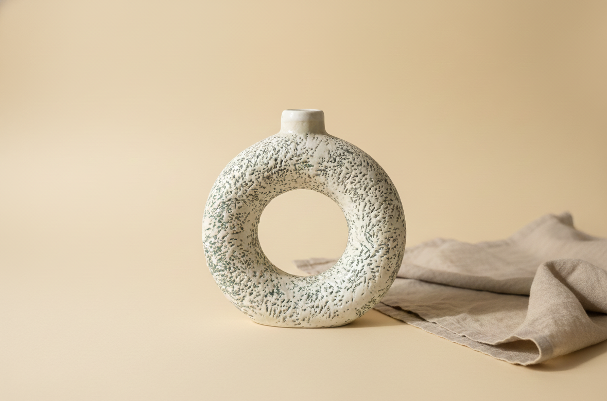 Handcrafted ceramic vase with a warm earthy finish, minimal home decor for modern spaces