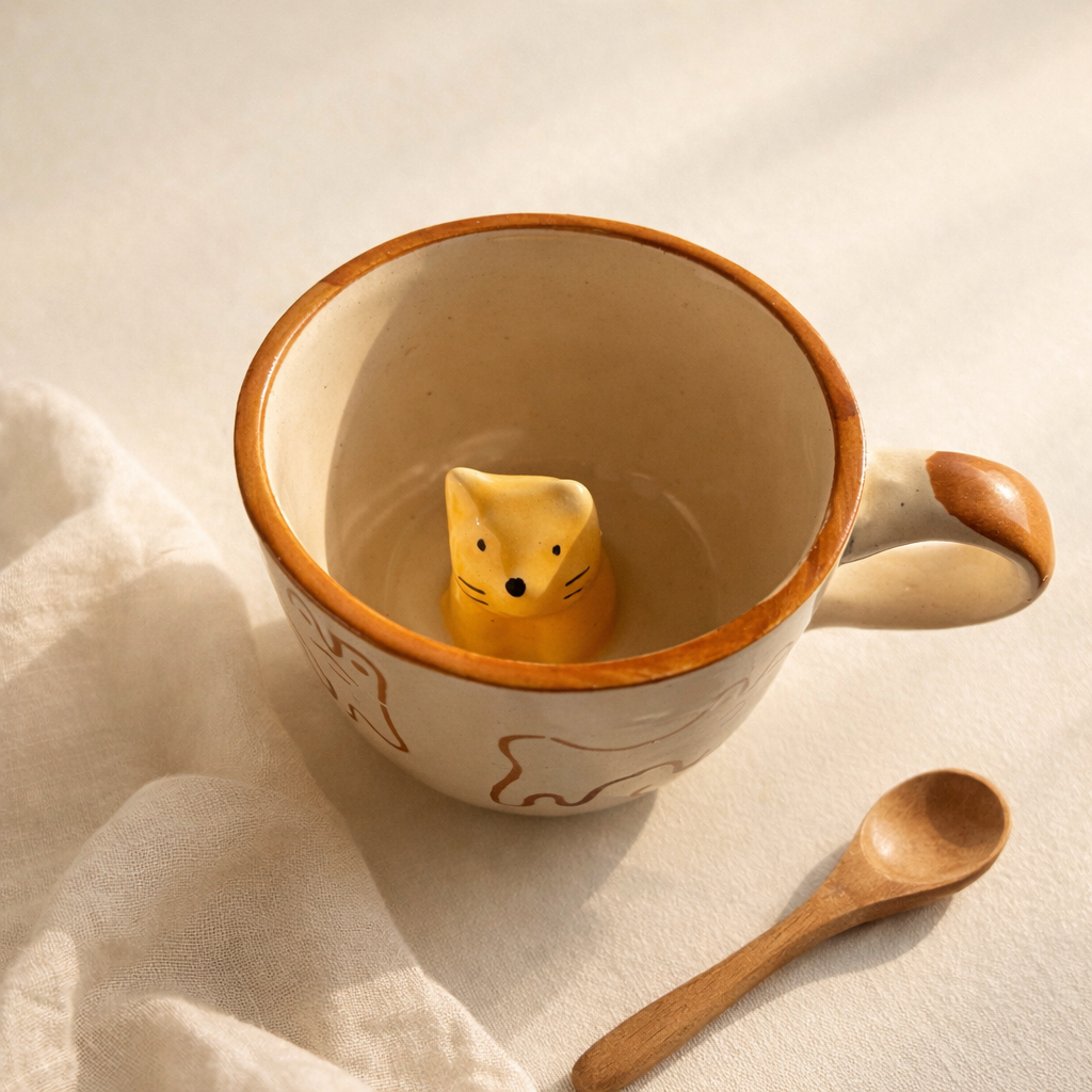 Cute 3D Cat Ceramic Coffee Hidden Animal Tea Cup Premium Gift Ceramic Coffee Mug